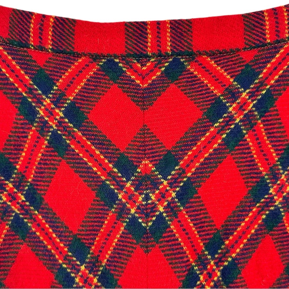 Vintage Prestige of Boston Red Tartan Plaid High Waisted Wool Maxi Skirt sz 14 - Picture 3 of 7